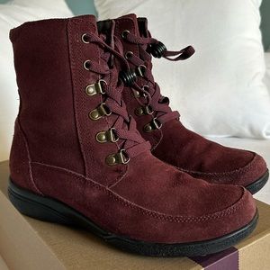Clarks Burgundy Lace Up Boots